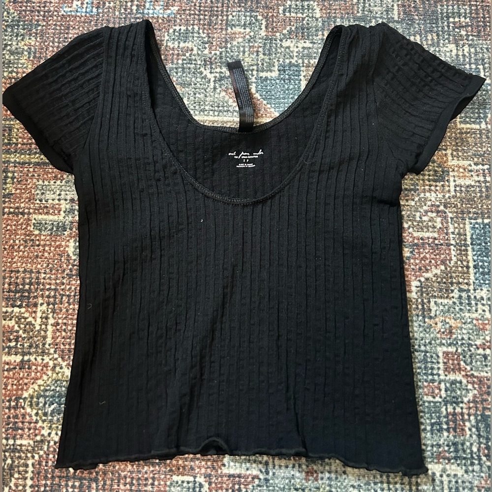 Black Ribbed Women's Crop Top